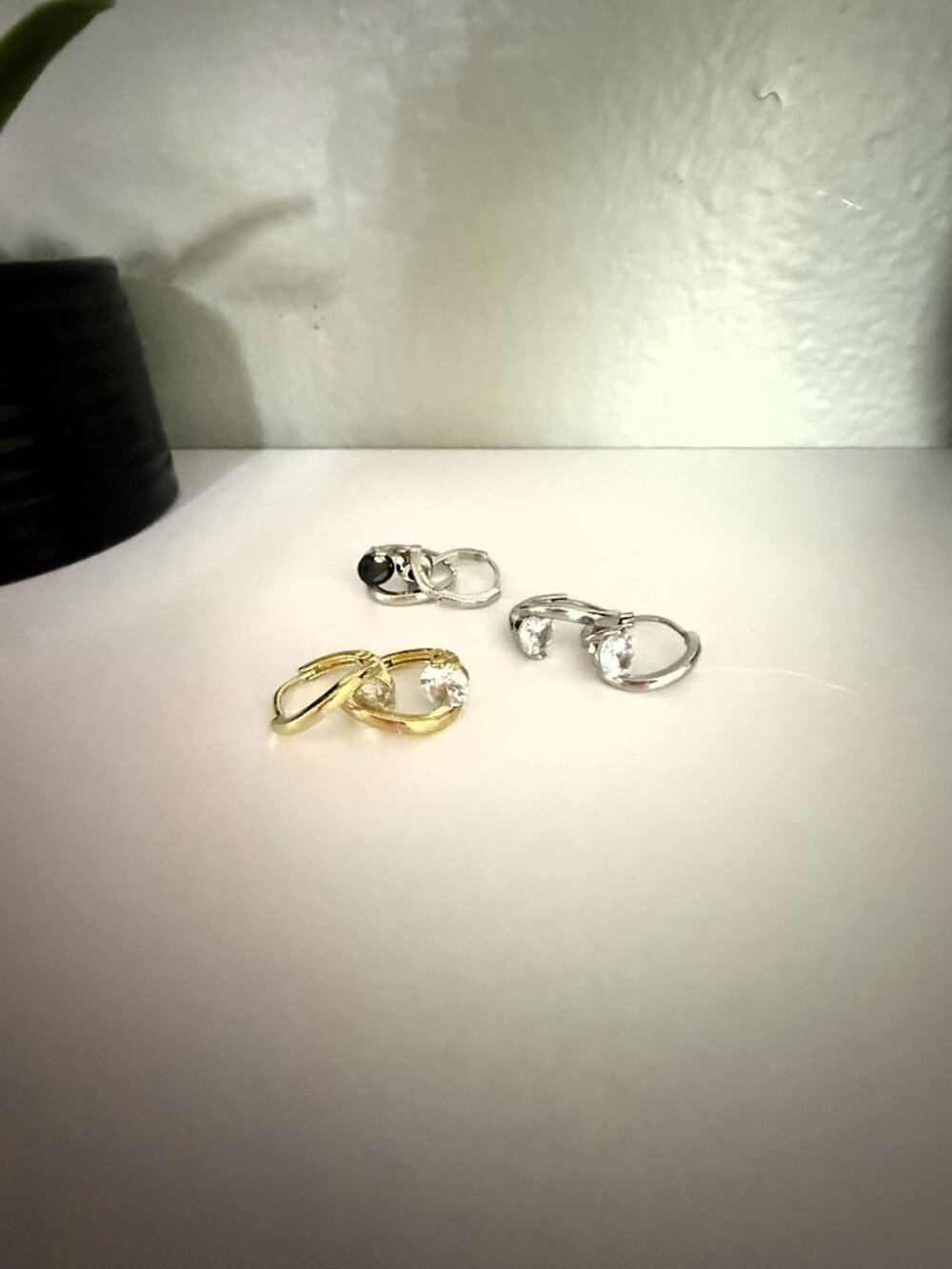 Cubic Zirconia Huggie Earrings
